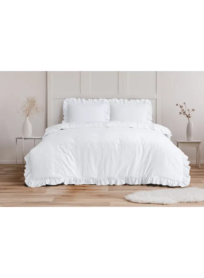 Sleeptime Dekbedovertrek Ruffles Wit - Microvezel