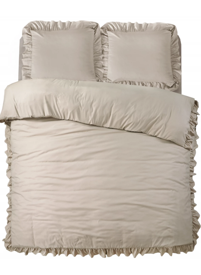 Dekbedovertrek Ruffles Taupe - Microvezel PL1