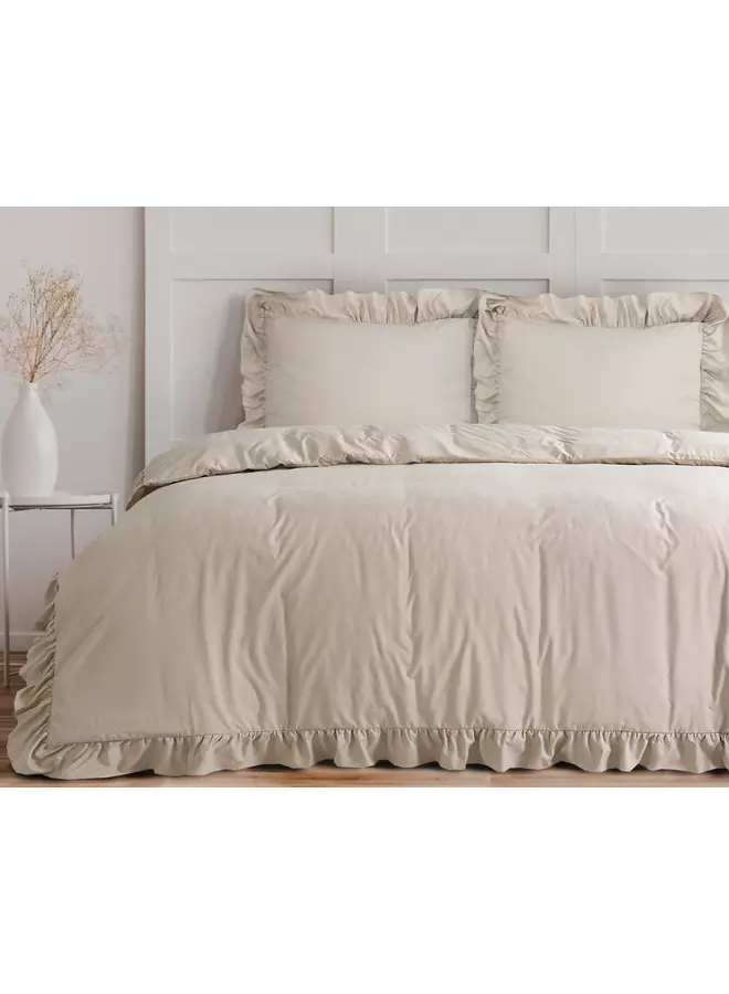 Sleeptime Dekbedovertrek Ruffles Taupe - Microvezel