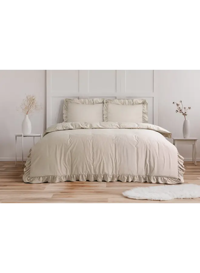 Sleeptime Dekbedovertrek Ruffles Taupe - Microvezel