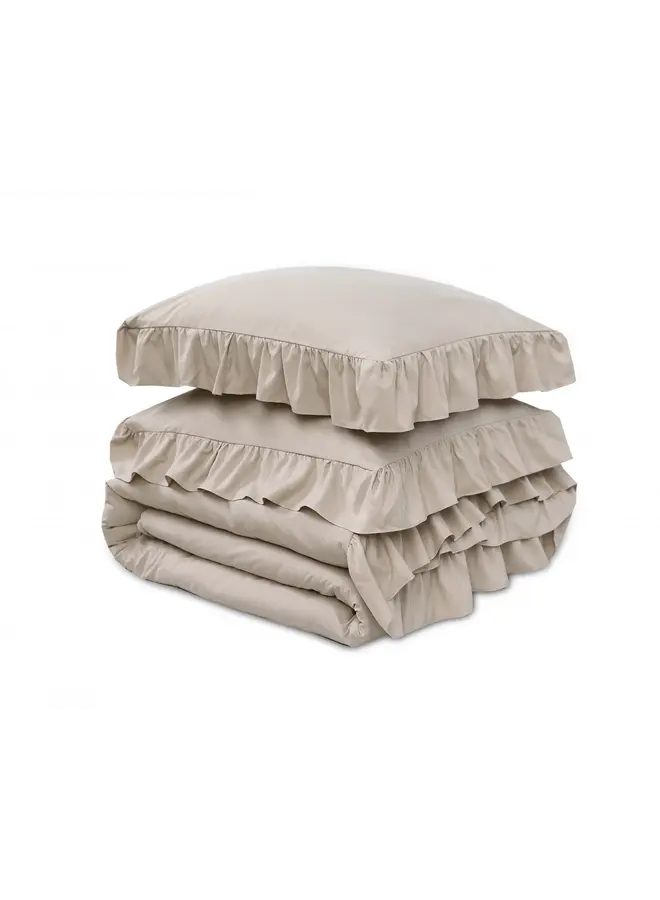 Sleeptime Dekbedovertrek Ruffles Taupe - Microvezel