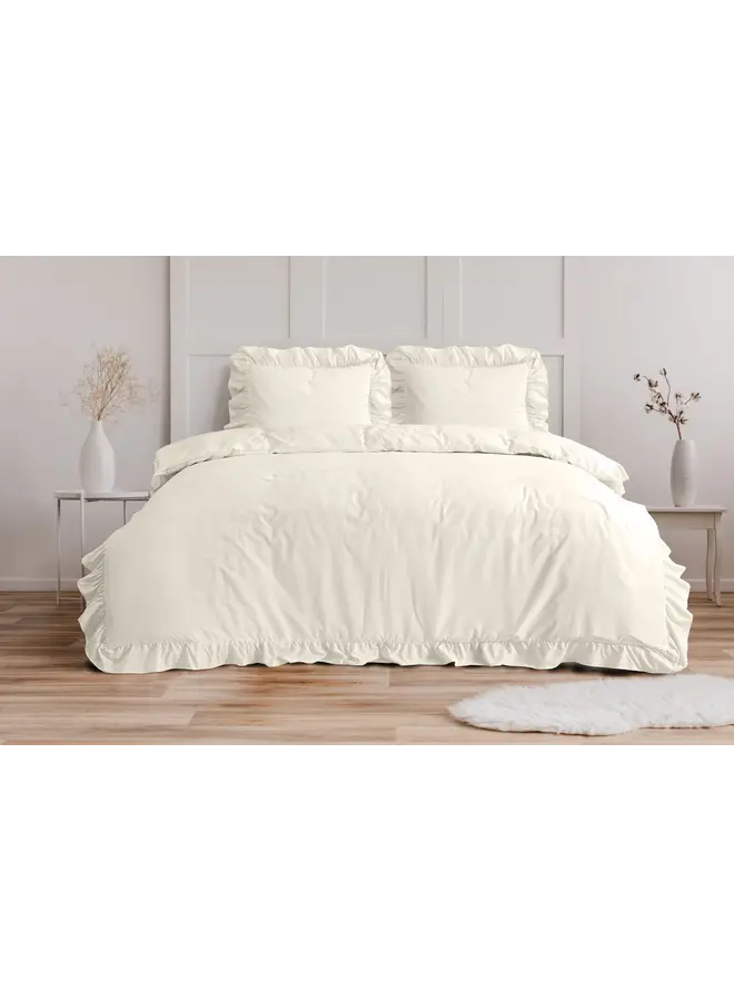 Sleeptime Dekbedovertrek Ruffles Creme - Microvezel