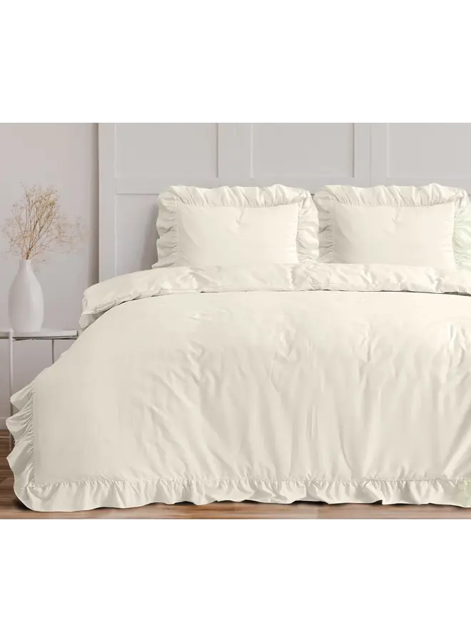 Sleeptime Dekbedovertrek Ruffles Creme - Microvezel