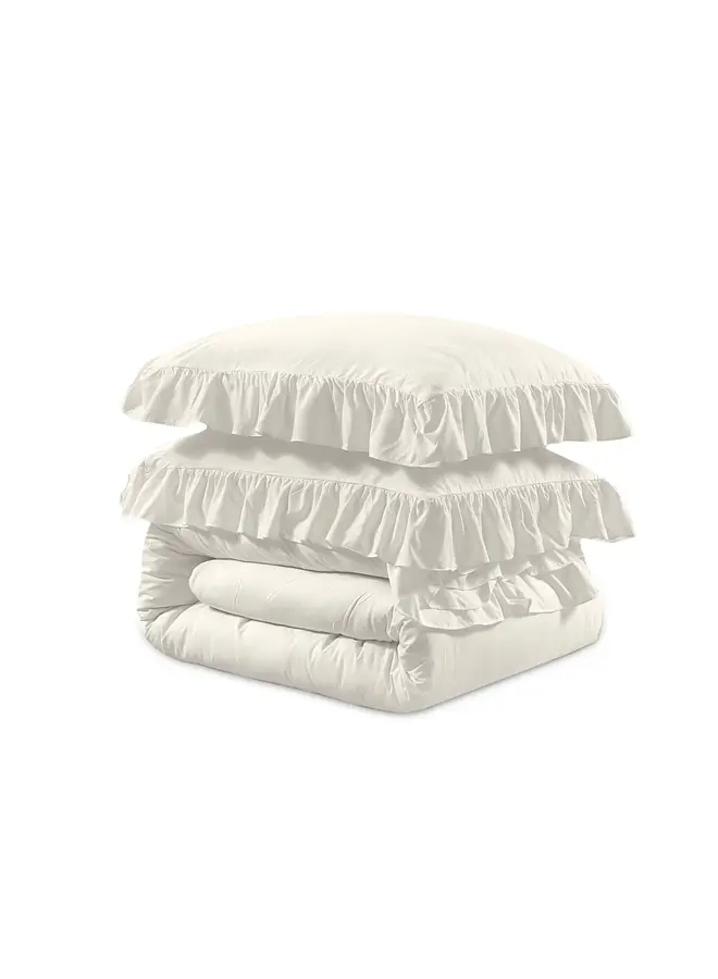 Sleeptime Dekbedovertrek Ruffles Creme - Microvezel