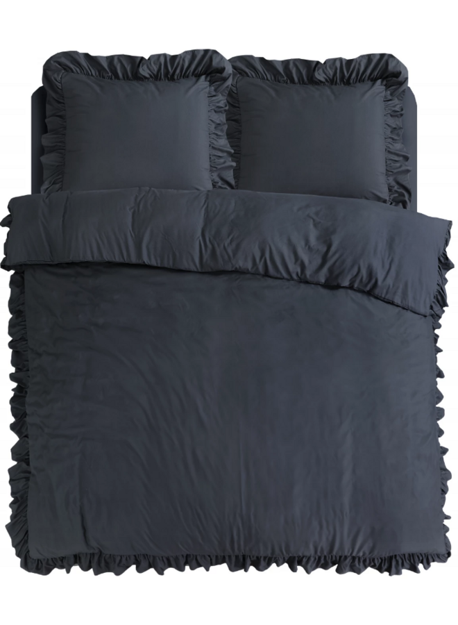Dekbedovertrek Ruffles Antraciet - Microvezel