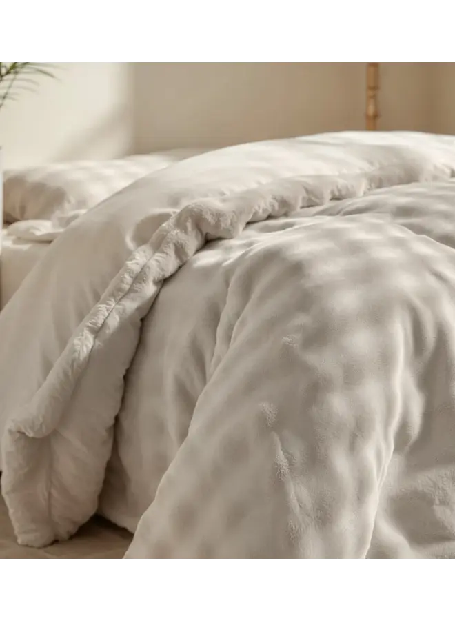 Sleeptime Dekbedovertrek Pompom Beige - Flanel Fleece