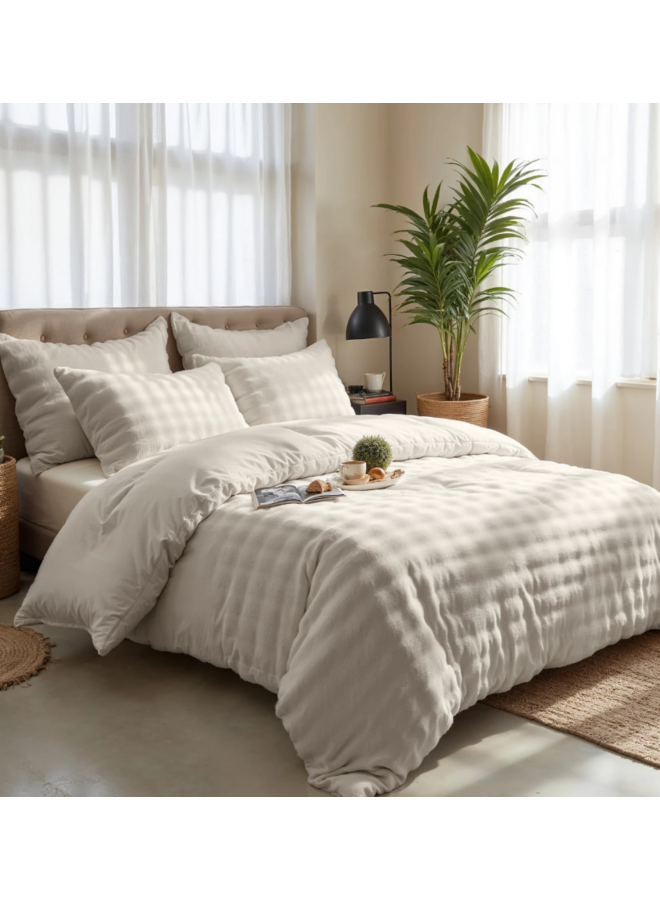 Sleeptime Dekbedovertrek Pompom Beige - Flanel Fleece