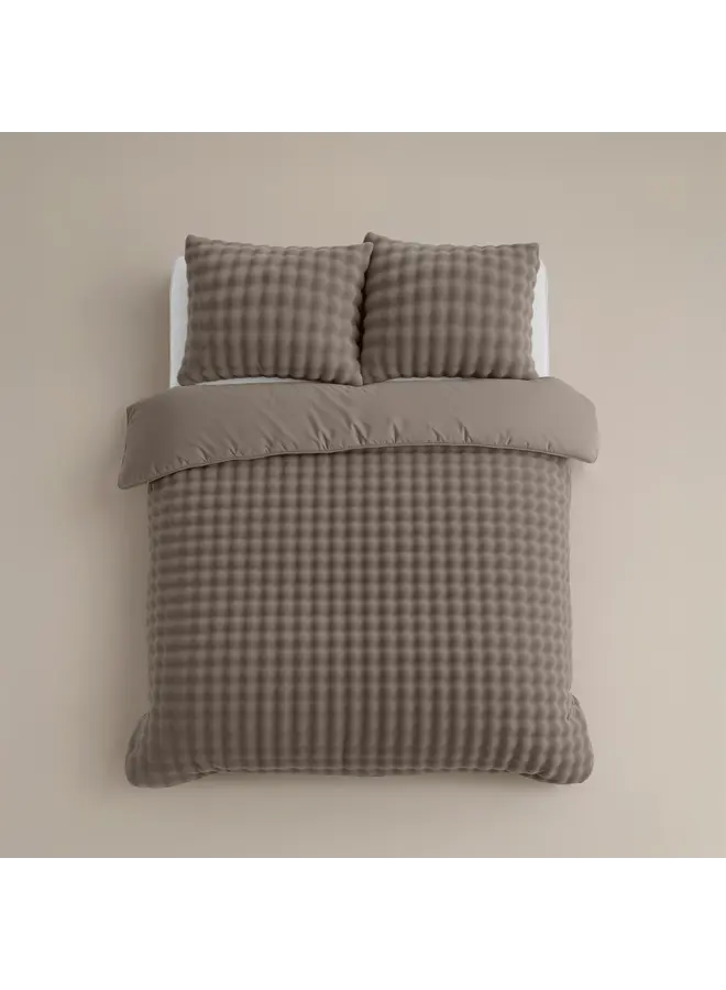 Sleeptime Dekbedovertrek Pompom Taupe - Flanel Fleece