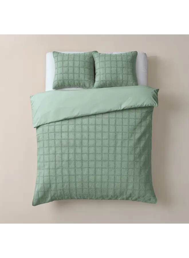 Sleeptime Dekbedovertrek Faux Fur Check Donker Groen - Polyester