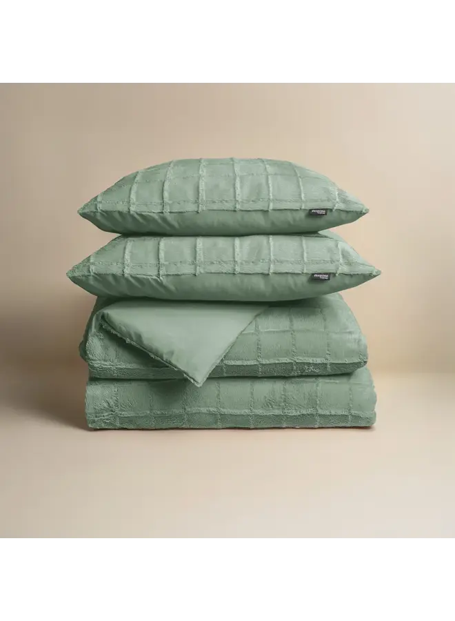 Sleeptime Dekbedovertrek Faux Fur Check Donker Groen - Polyester