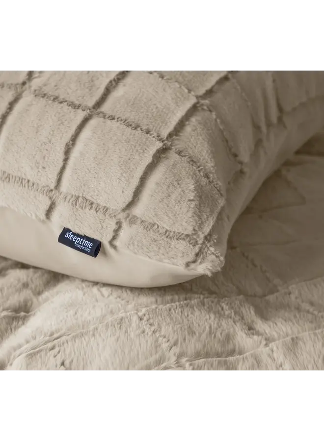 Sleeptime Dekbedovertrek Faux Fur Check Beige - Polyester