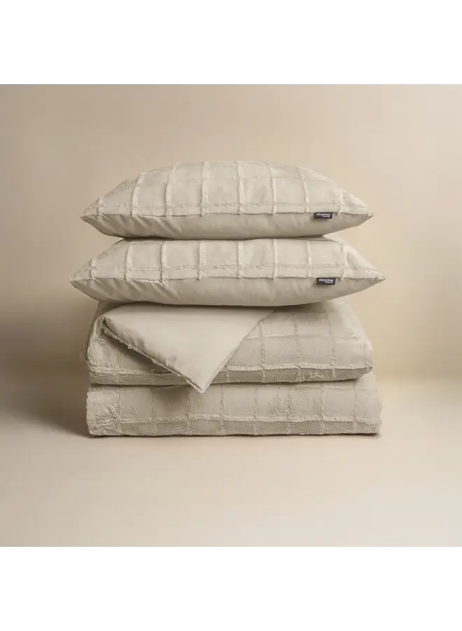 Sleeptime Dekbedovertrek Faux Fur Check Beige - Polyester