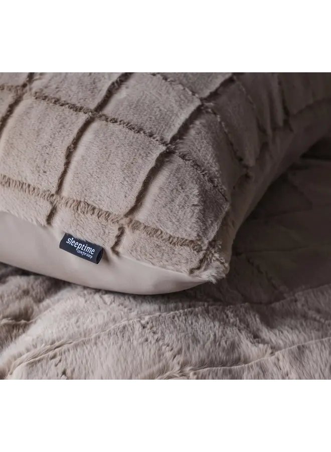 Sleeptime Dekbedovertrek Faux Fur Check Taupe - Polyester
