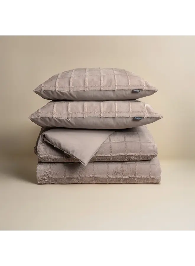 Sleeptime Dekbedovertrek Faux Fur Check Taupe - Polyester