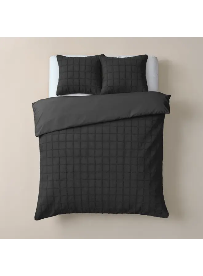 Sleeptime Dekbedovertrek Faux Fur Check Zwart - Polyester