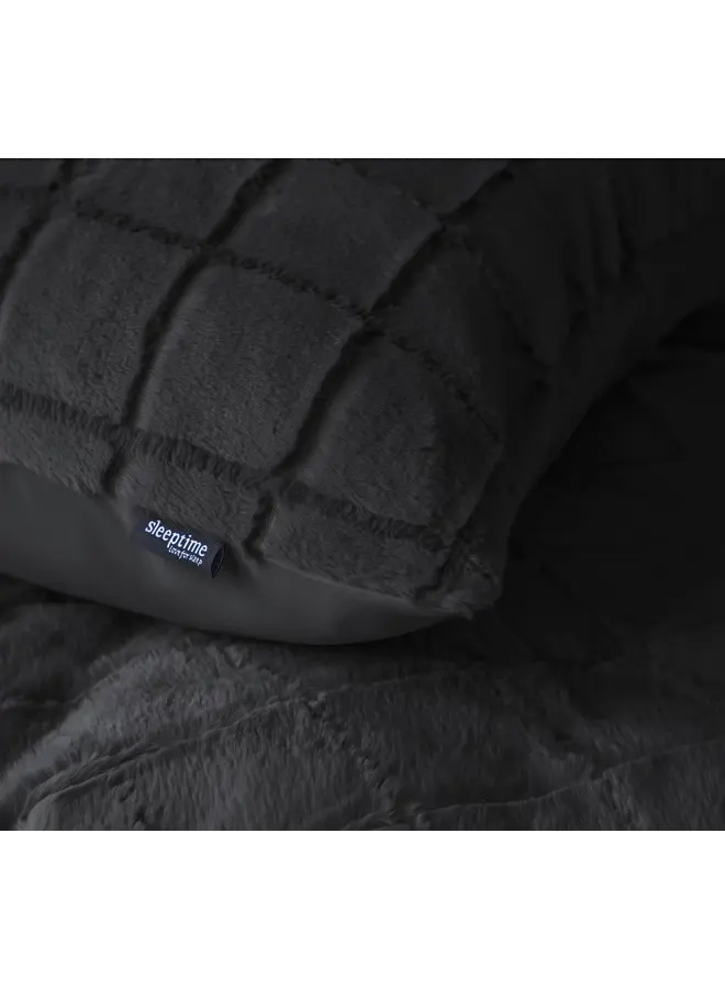 Sleeptime Dekbedovertrek Faux Fur Check Zwart - Polyester
