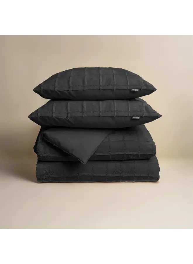 Sleeptime Dekbedovertrek Faux Fur Check Zwart - Polyester