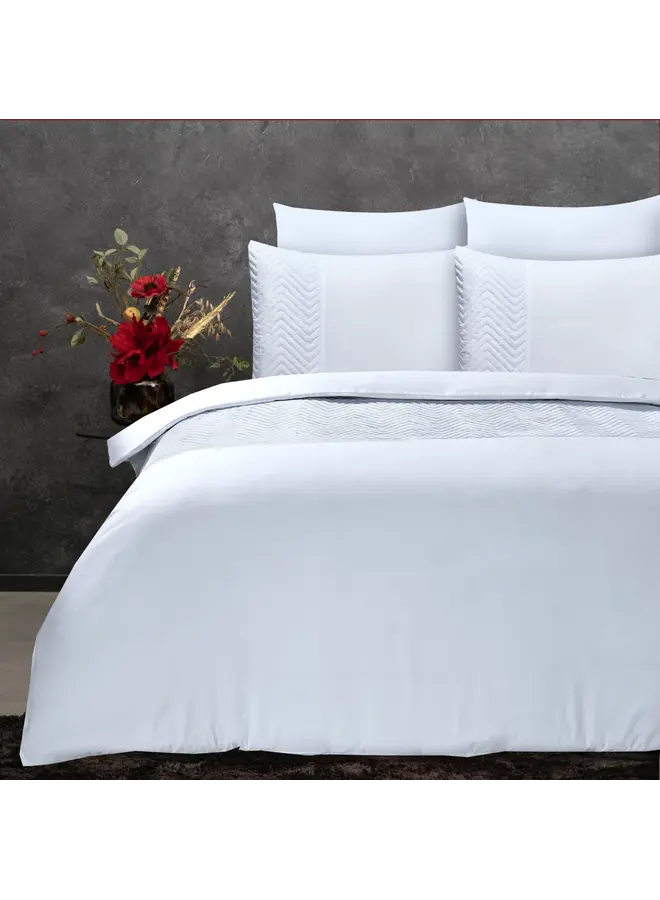 Sleeptime Dekbedovertrek Velvet Crossline Wit - Microvezel