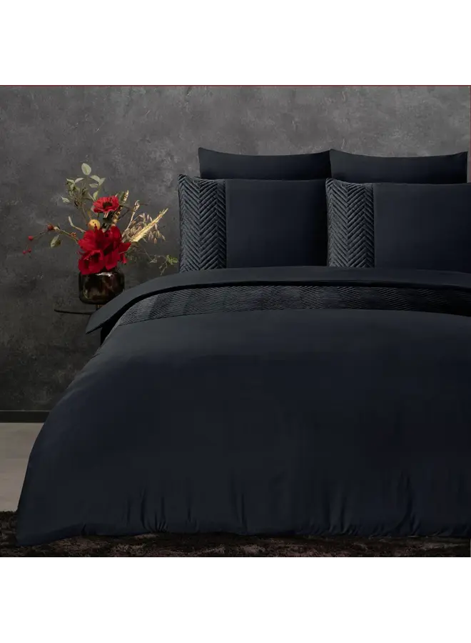 Sleeptime Dekbedovertrek Velvet Crossline Zwart - Microvezel