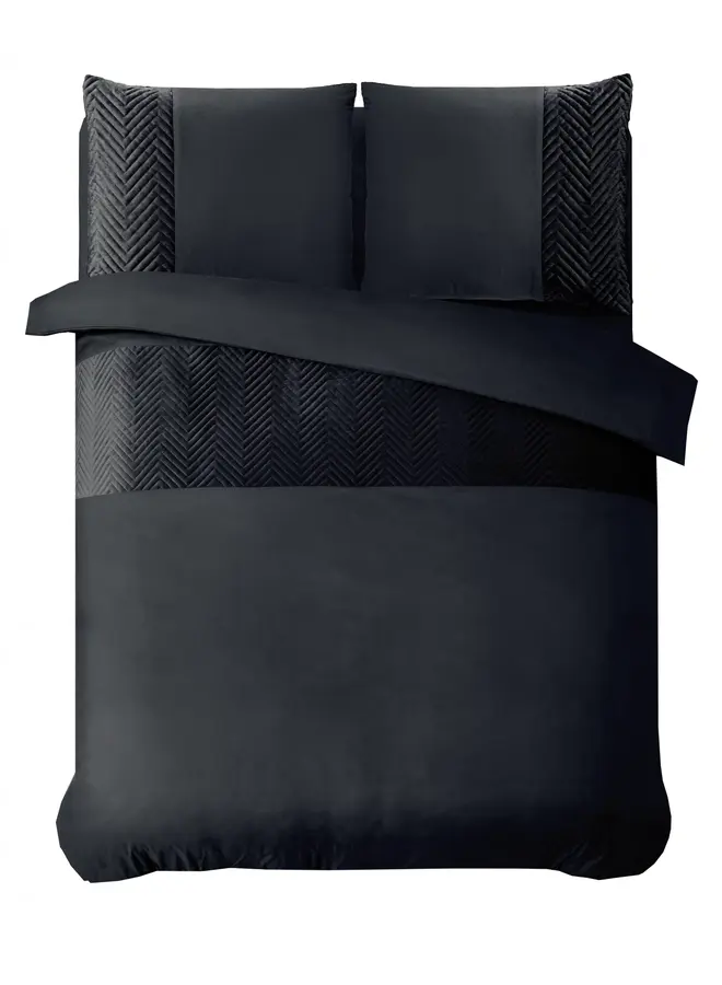 Sleeptime Dekbedovertrek Velvet Crossline Zwart - Microvezel