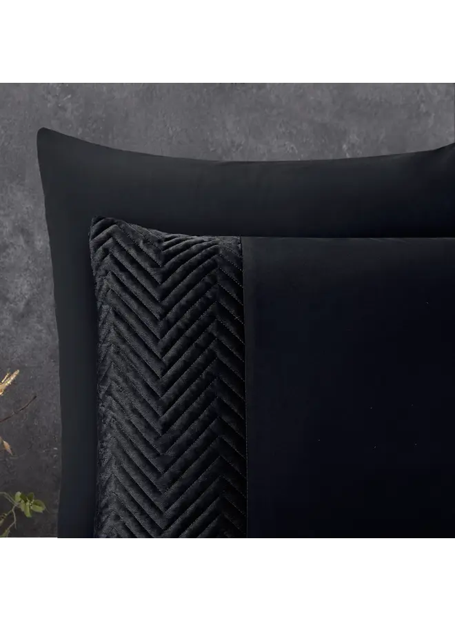 Sleeptime Dekbedovertrek Velvet Crossline Zwart - Microvezel