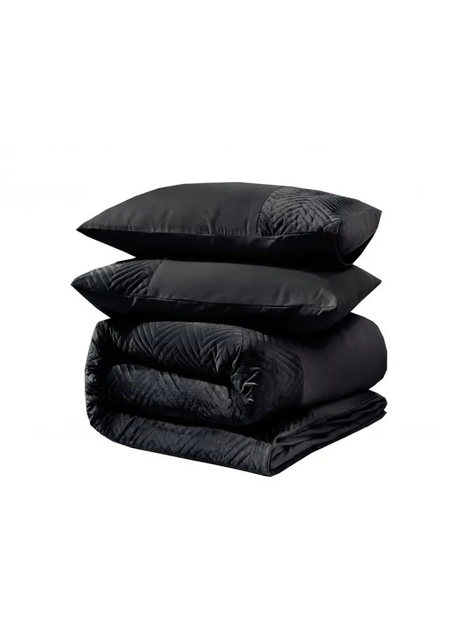 Sleeptime Dekbedovertrek Velvet Crossline Zwart - Microvezel