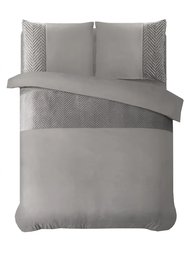Sleeptime Dekbedovertrek Velvet Crossline Zand/Grijs - Microvezel
