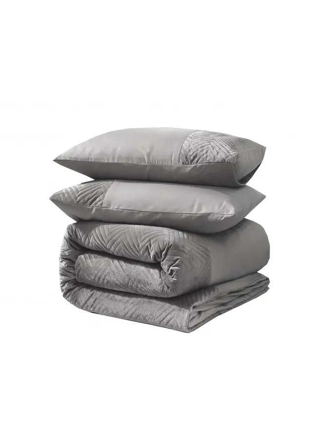 Sleeptime Dekbedovertrek Velvet Crossline Zand/Grijs - Microvezel