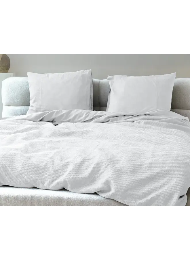 Primaviera Deluxe Dekbedovertrek Waffle Wit - Perkal Katoen