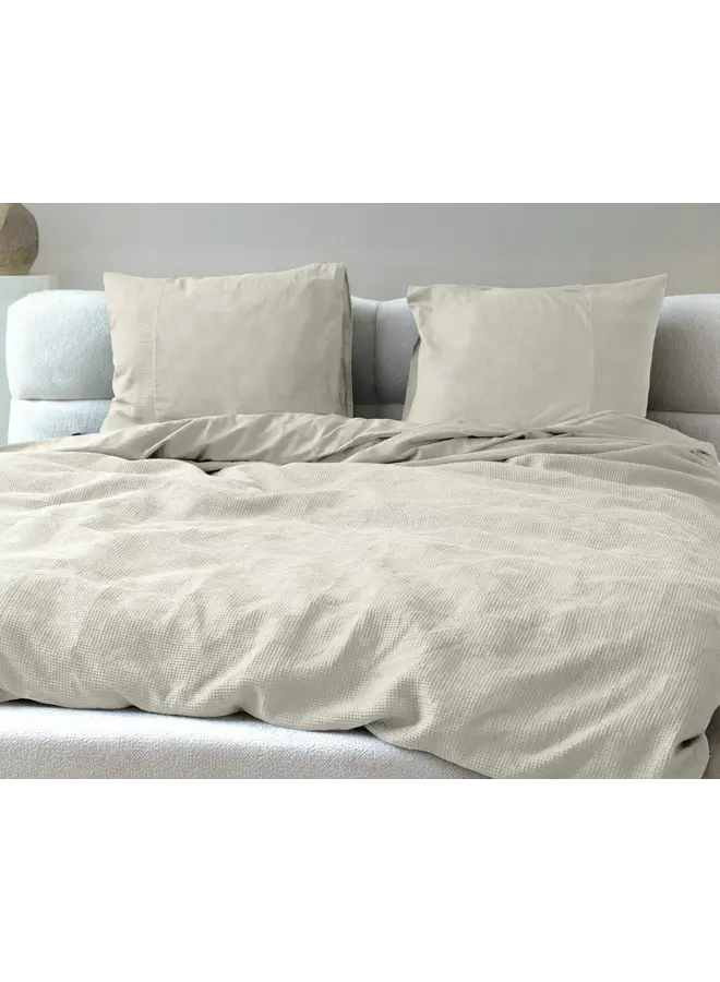 Primaviera Deluxe Dekbedovertrek Waffle Beige - Perkal Katoen