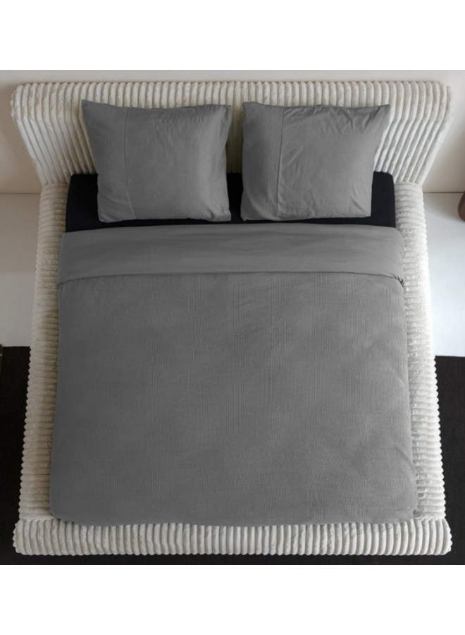 Dekbedovertrek Waffle Grijs - Perkal Katoen