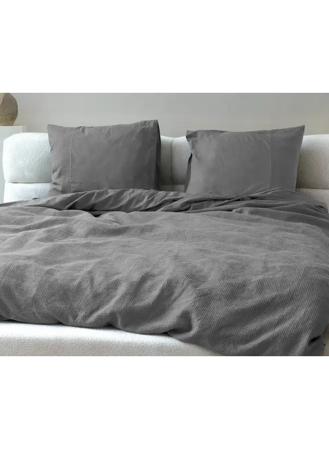 Primaviera Deluxe Dekbedovertrek Waffle Grijs - Perkal Katoen