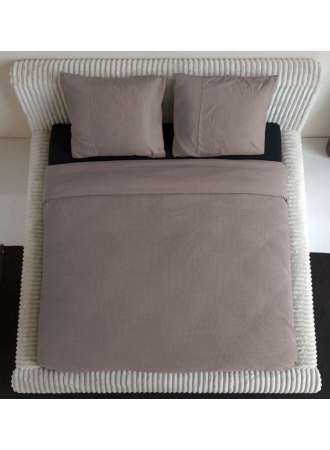 Primaviera Deluxe Dekbedovertrek Waffle Taupe - Perkal Katoen
