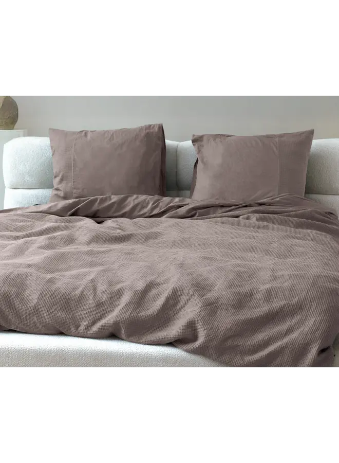Primaviera Deluxe Dekbedovertrek Waffle Taupe - Perkal Katoen
