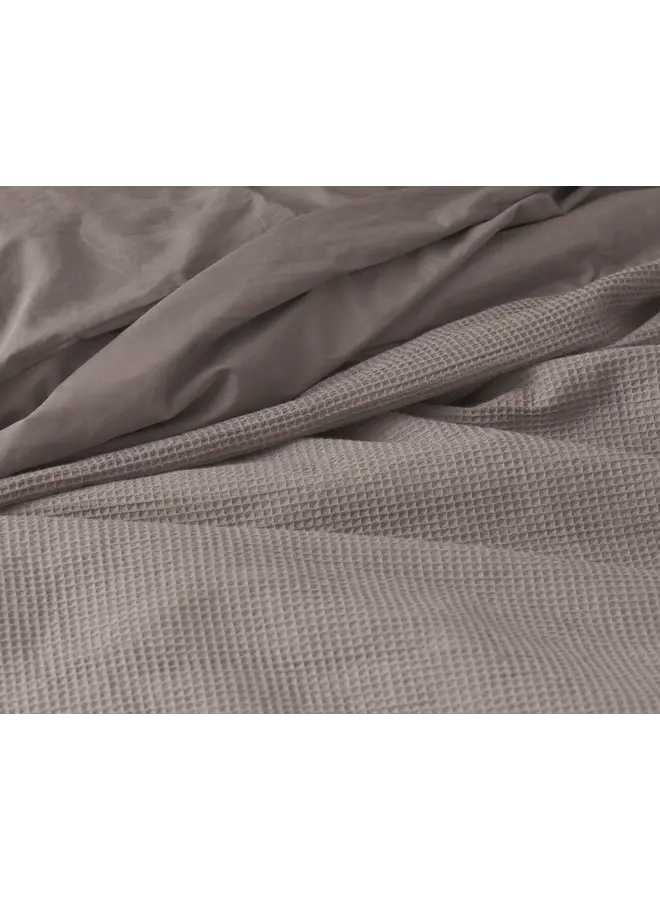 Primaviera Deluxe Dekbedovertrek Waffle Taupe - Perkal Katoen