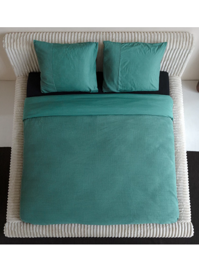 Dekbedovertrek Waffle Groen -  Percale Katoen PL1
