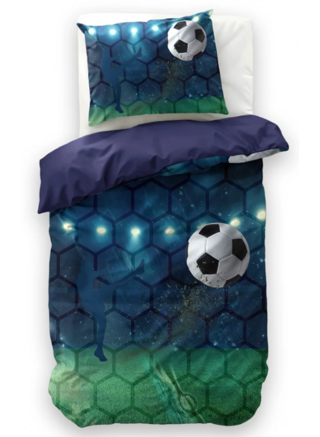 Dekbedovertrek Kids Live Football Blauw - Microvezel