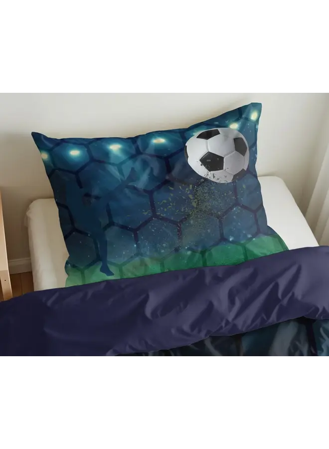 Little Monster Dekbedovertrek Kids Live Football Blauw - Microvezel