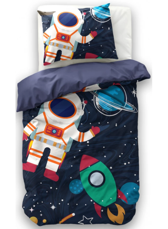 Dekbedovertrek Kids Space Man 2 Blauw - Microvezel