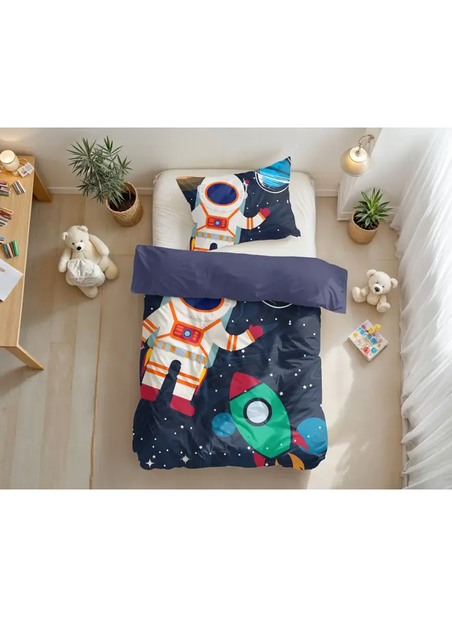 Little Monster Dekbedovertrek Kids Space Man 2 Blauw - Microvezel