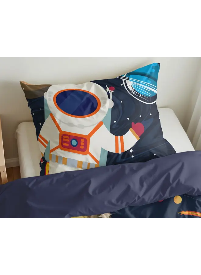 Little Monster Dekbedovertrek Kids Space Man 2 Blauw - Microvezel
