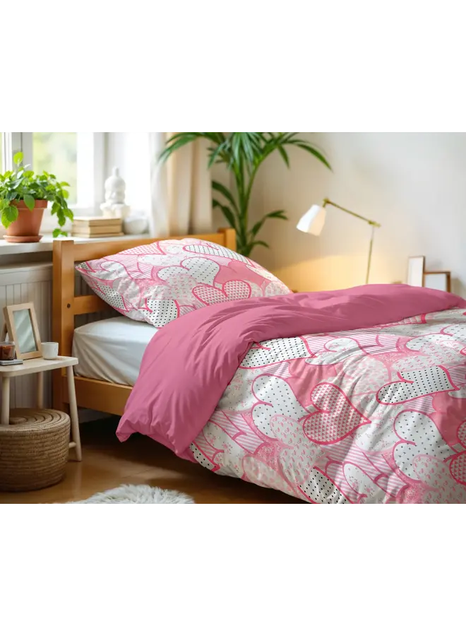 Little Monster Dekbedovertrek Kids Hearts Love Roze - Microvezel