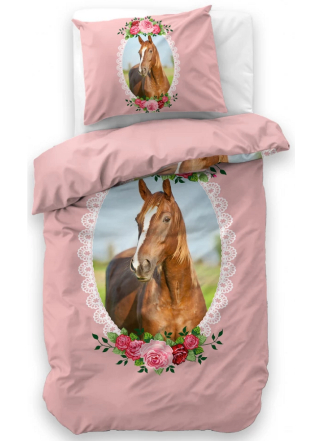 Dekbedovertrek Kids Cute Horse Roze - Microvezel