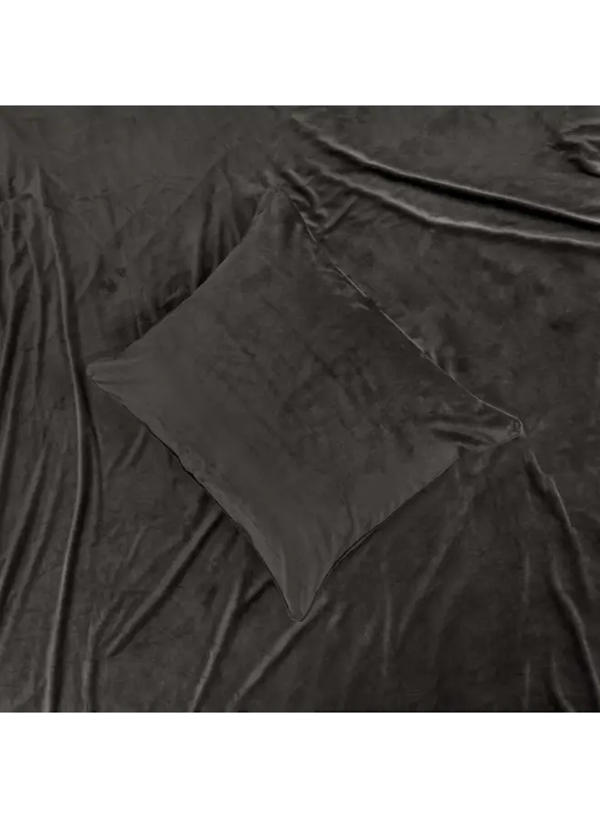 Sleeptime Dekbedovertrek Velvet Piping Deep Taupe - Velvet