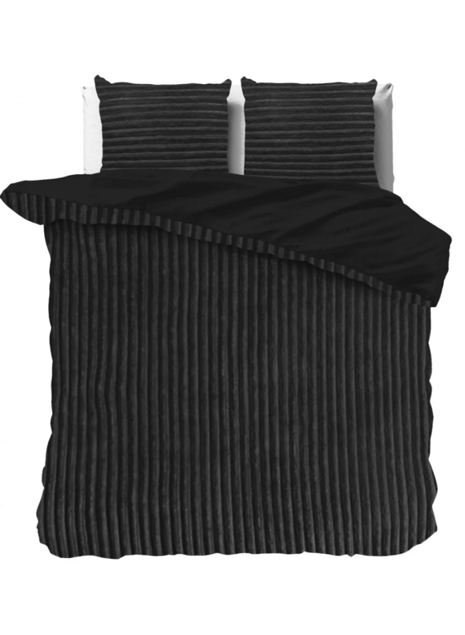 Dekbedovertrek Rib Zwart - Teddystof PL1
