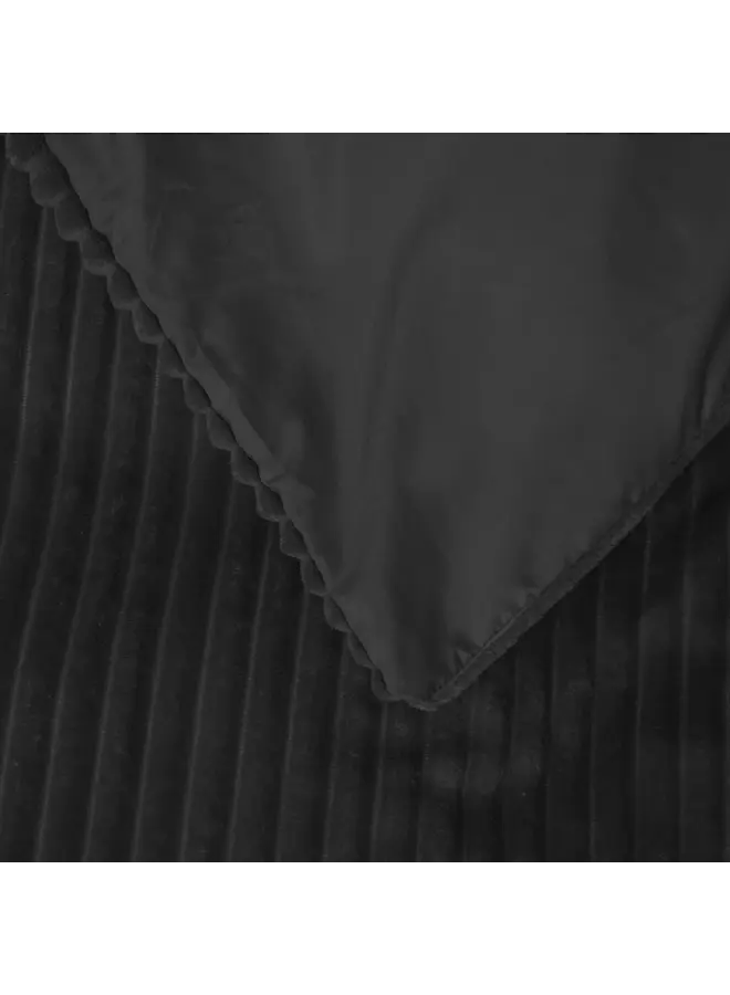 Sleeptime Dekbedovertrek Rib Zwart - Teddystof