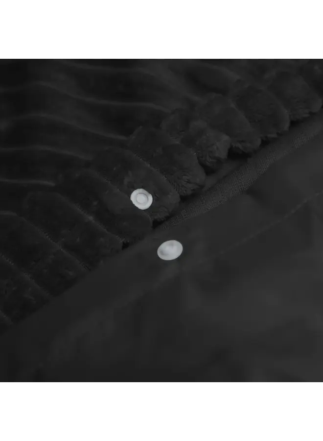 Sleeptime Dekbedovertrek Rib Zwart - Teddystof