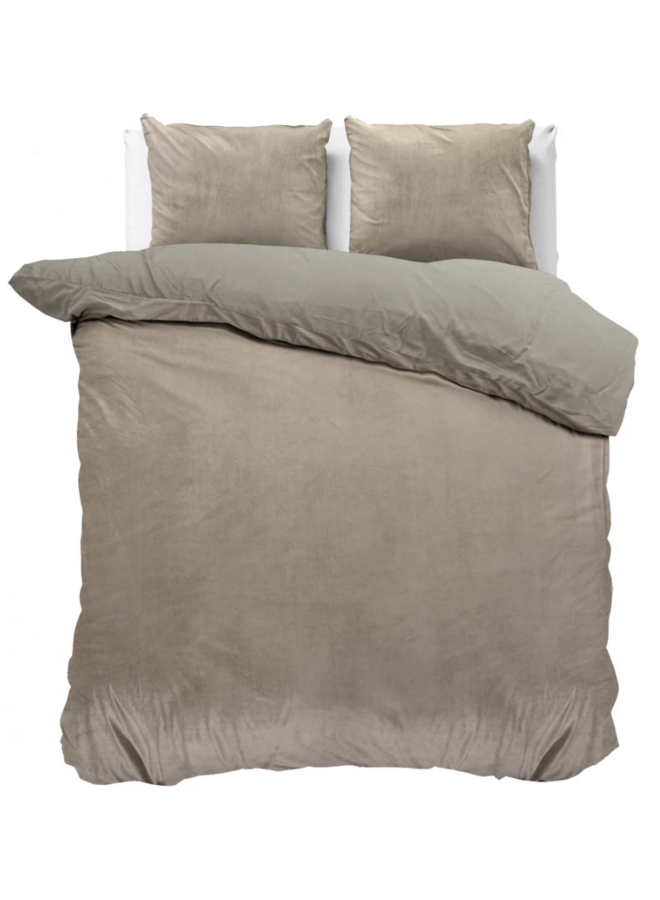 Dekbedovertrek Uni Taupe/Grijs - Velvet PL1