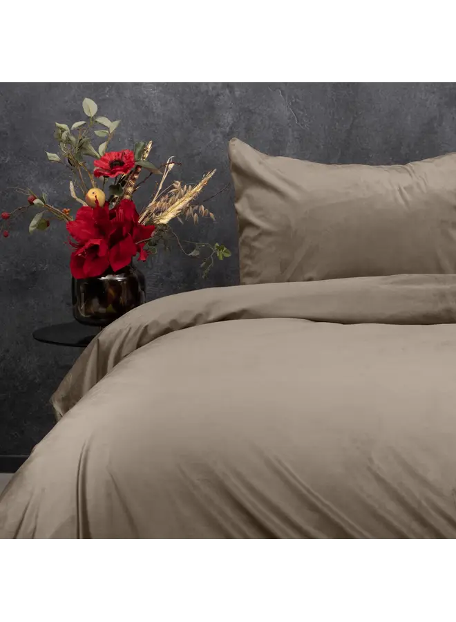 Sleeptime Dekbedovertrek Uni Taupe/Grijs - Velvet