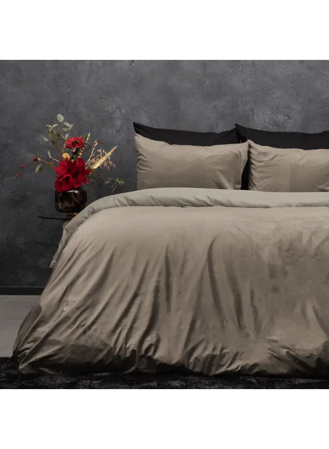 Sleeptime Dekbedovertrek Uni Taupe/Grijs - Velvet